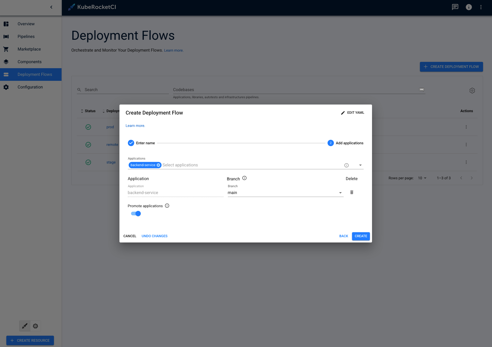 Create deployment flow